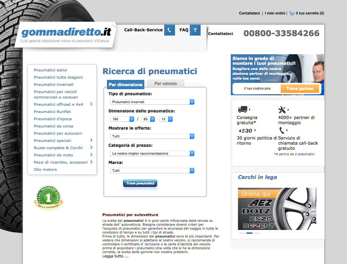 Gommadiretto e gli altri, dove acquistare pneumatici online