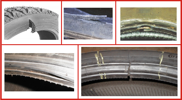 Danneggiamento pneumatici: rottura del tallone